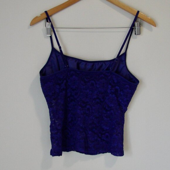 Vintage Y2K Camisole Corset Frederick's of Hollywood Purple Lace Satin Medium - Picture 9 of 10